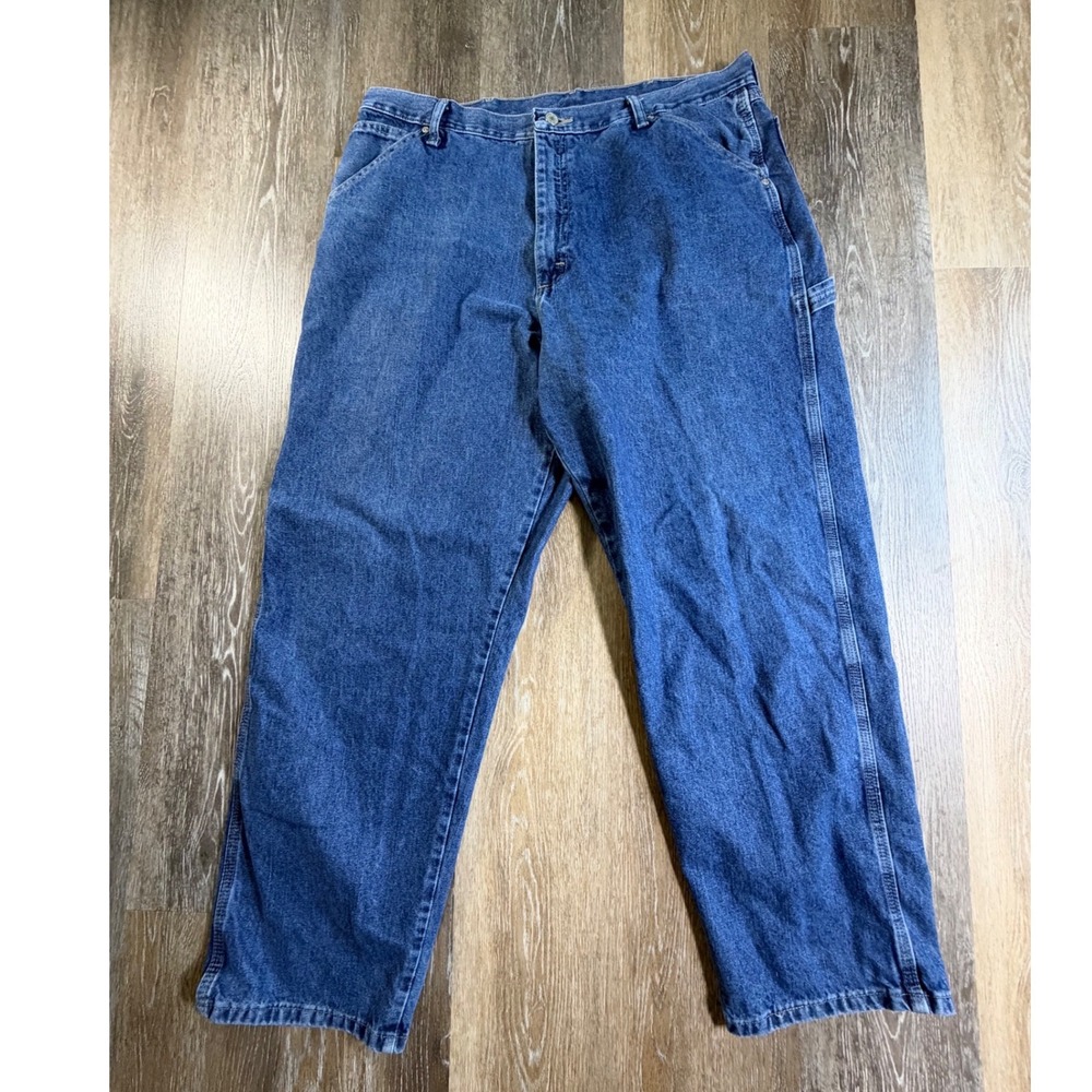 Wrangler Carpenter Jeans Mens 38x30 Blue Denim Utility Workwear Pants 94LSWDV